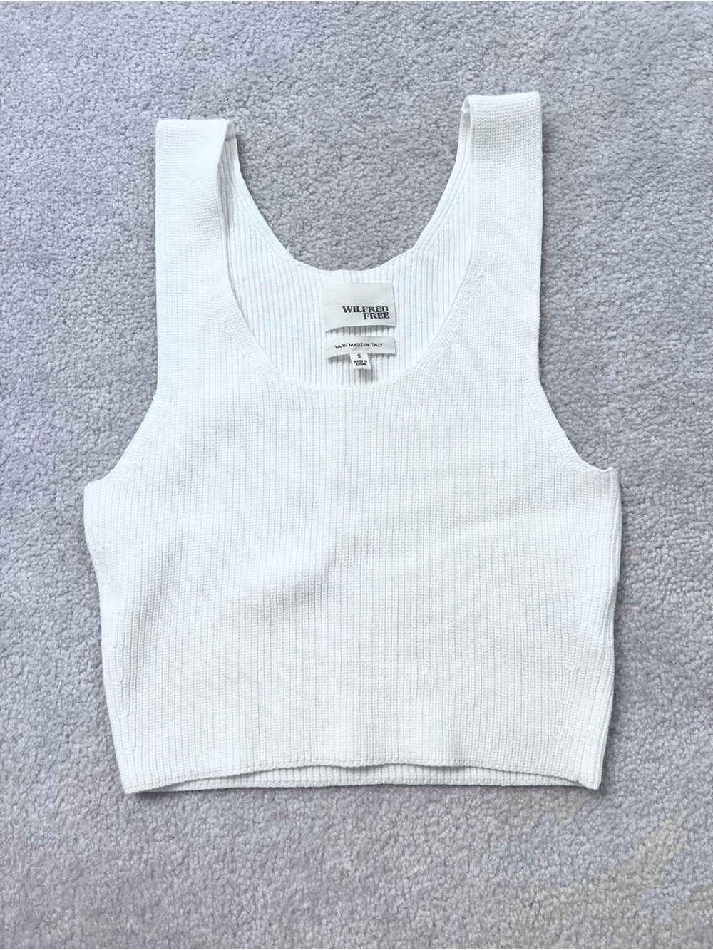 Wilfred White Ribbed Scoop Neck Cropped Tank